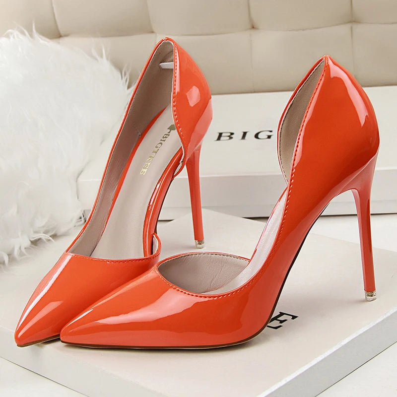 Patent Leather Stiletto Pumps - Professional Office Heels Available in 12 Colors