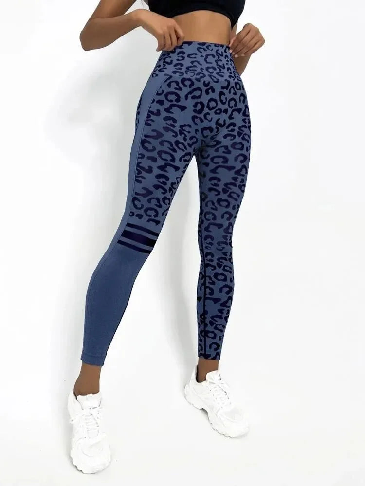 Women Leopard Seamless Yoga Pants High Waist Lifting Hip Tight Running Sports Leggings