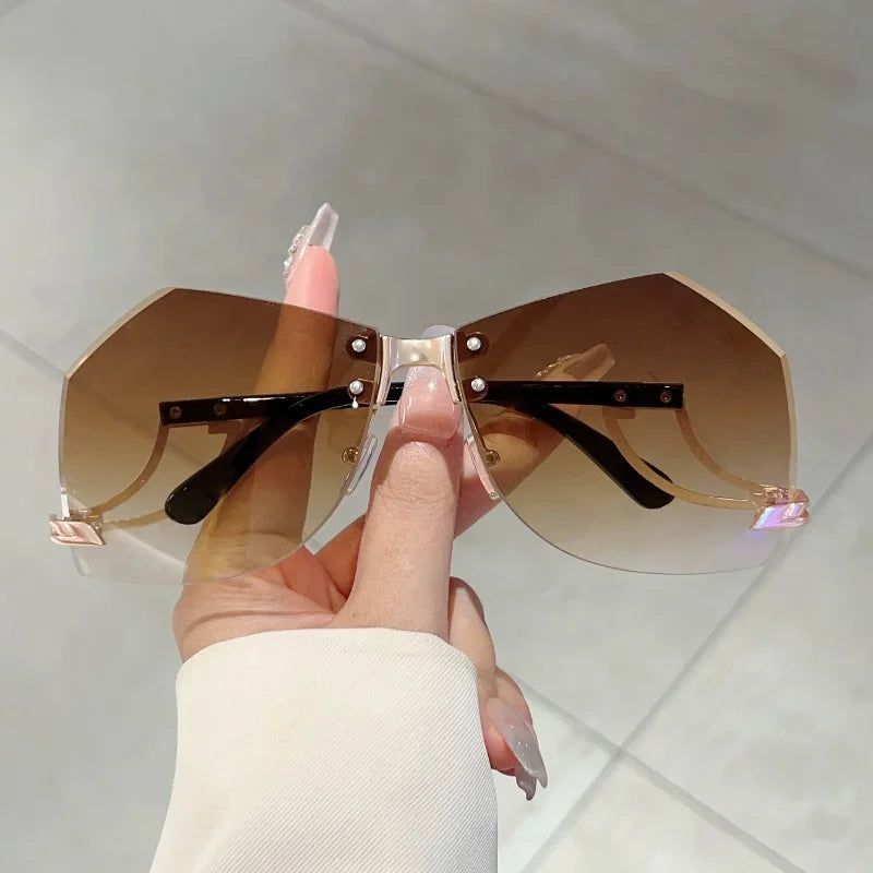 Women's Rimless Irregular Gradient Sunglasses