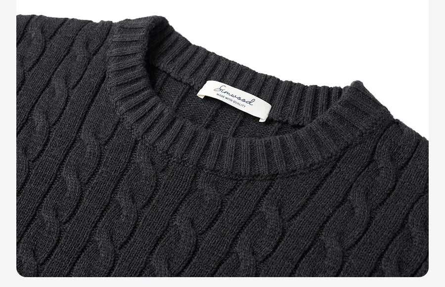 Men's Autumn Winter  Oversized Cable Knit Long Sleeve Knitted Casual Vintage Pullover Sweater