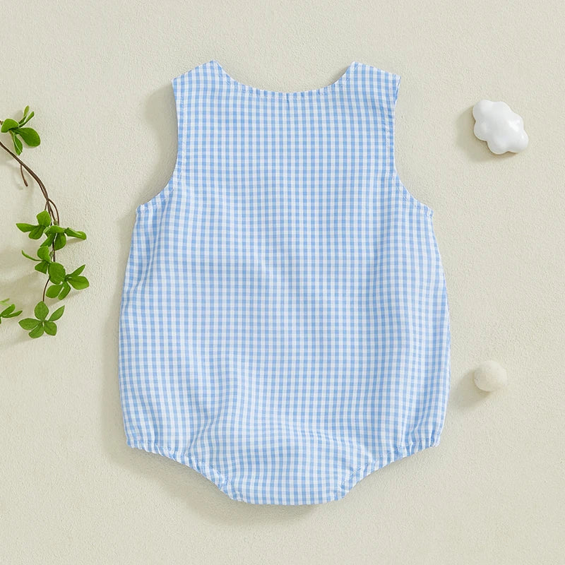 Baby Golf Cart Embroidery Tank Jumpsuit - Sleeveless Crewneck Romper (0-18M)
