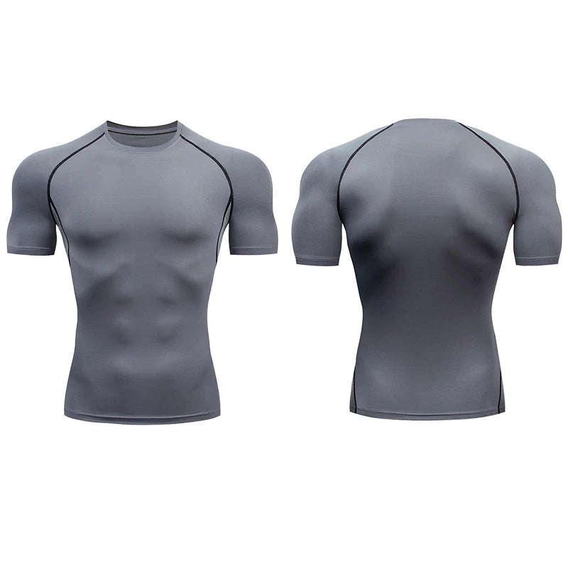 Men's Running Compression Short Sleeve Sport Gym Fitness Sweatshirt Jogging Tracksuit Athletic T-Shirt