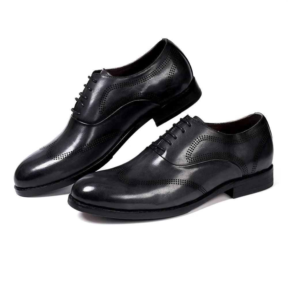 Men's Classic Style Lace-Up Oxfords Genuine Leather Shoes