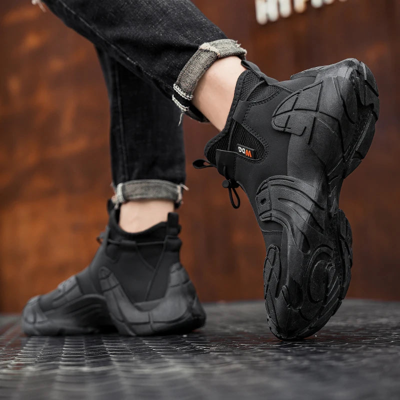 High-Top Platform Sneakers - Men's Slip-On Ankle Boots