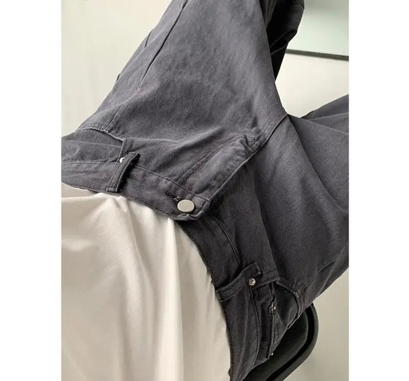 Men's High-Waisted Straight Jeans - Loose Wide Leg