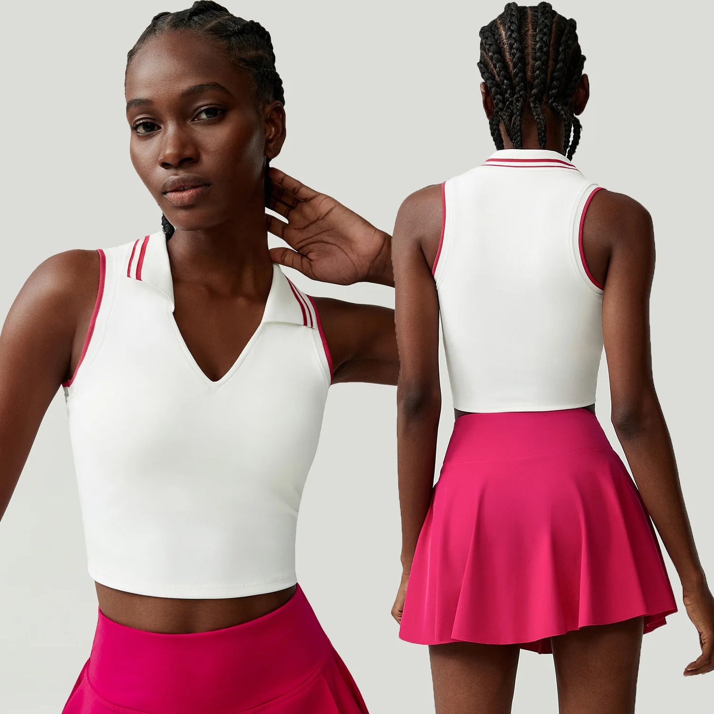 Women's Two-Piece Fitness Set with Pocket Tennis Skirt - Complete Workout Outfit