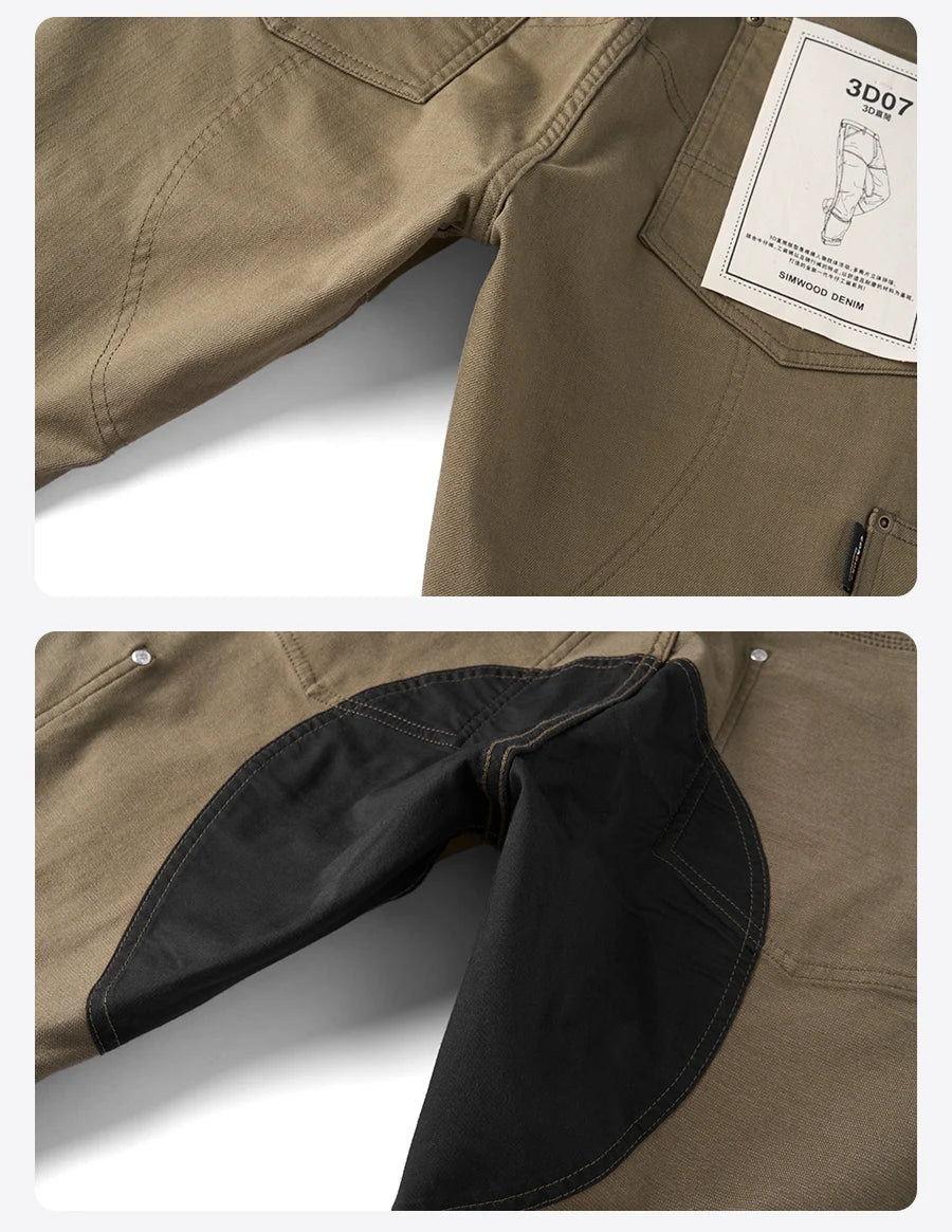 Men's Draping Motorcycle Riding Jeans - Fashion Denim Trousers