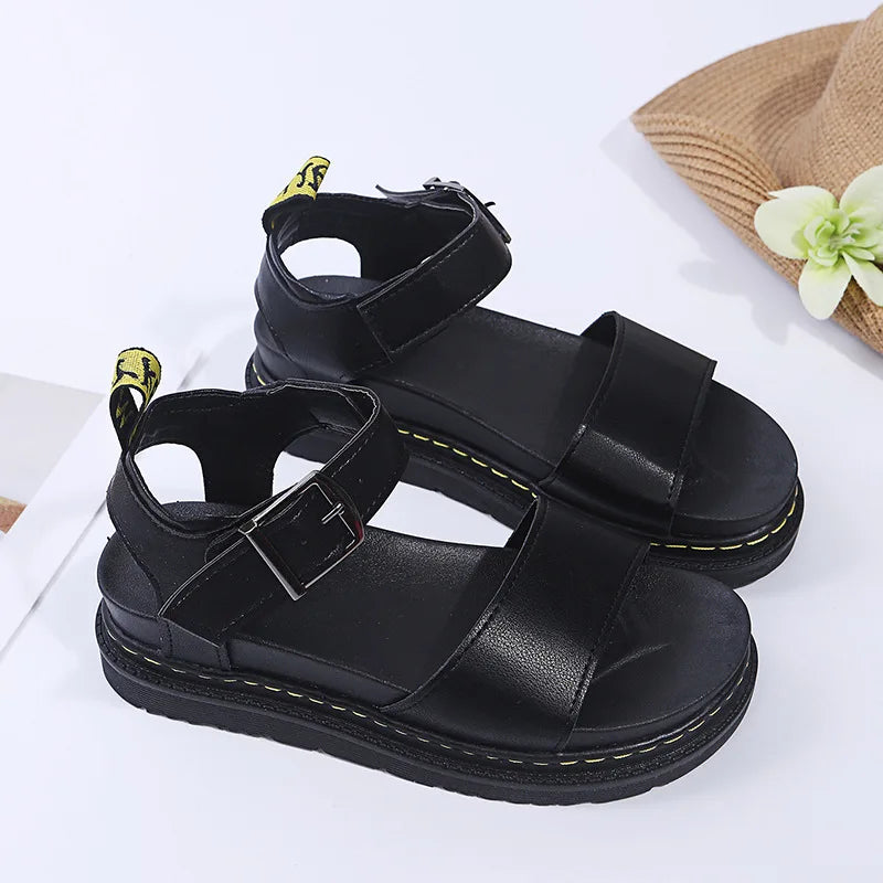 Women's Ankle Strap PU Thick-soled Soft Buckle Sandals