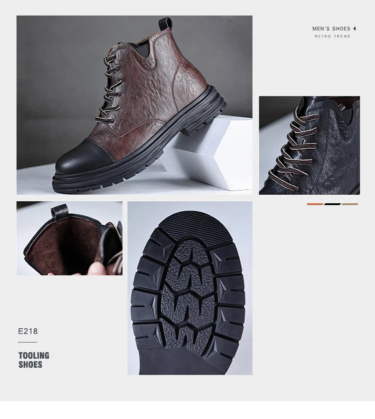 Vintage Ankle Boots - Personalized Design Leather Casual Boots