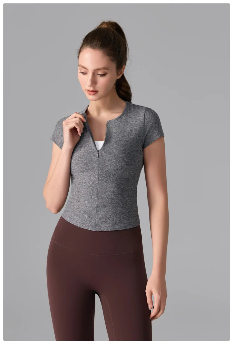 Women's Quick-Dry Yoga T-Shirt - Breathable Slim Fit Athletic Top