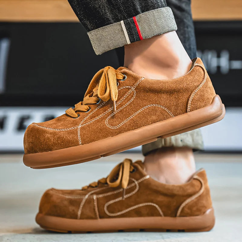 Men's Suede Leather Lace-up Casual Comfortable British Shoes