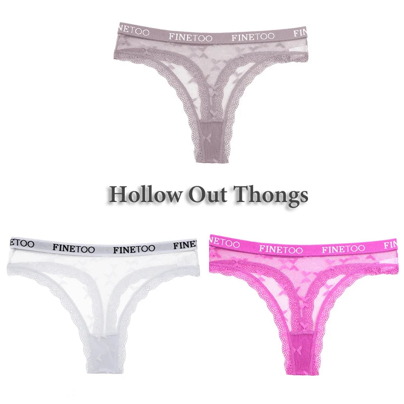 Women's Lace Thong Lingerie 3-Pack