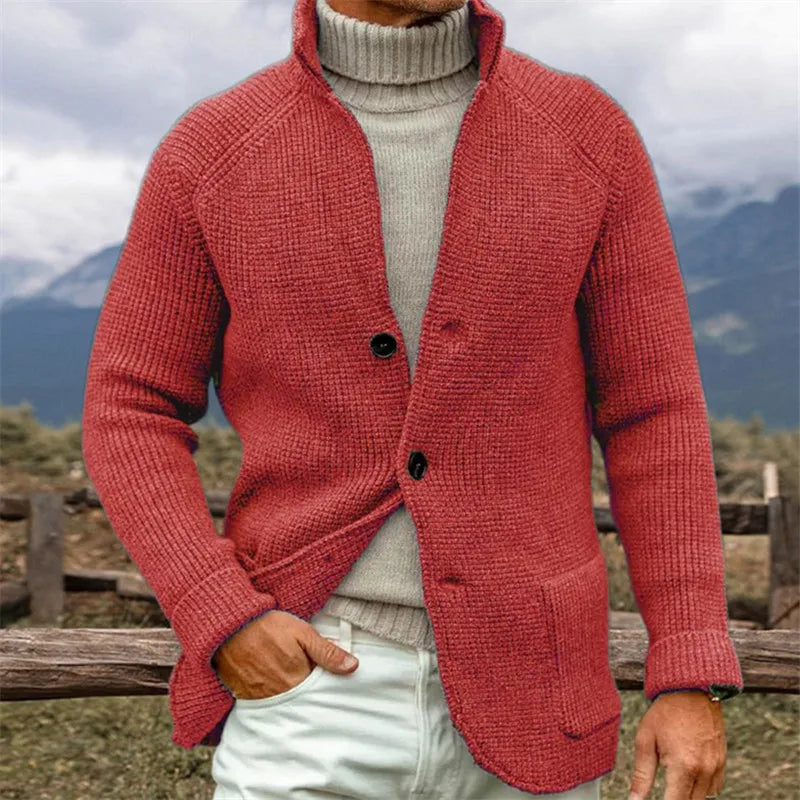 Autumn Winter Stand Collar Knit Cardigan - Vintage Style Sweater Coat