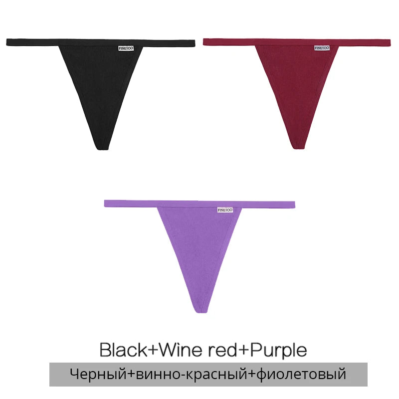 Cotton Thongs 3-Pack Set - Low-Rise Comfortable Underwear
