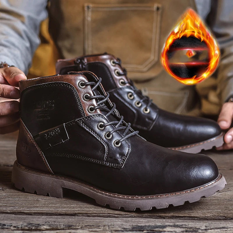 Men's Autumn Platform Boots - High-Top Lace-Up Ankle Sneakers