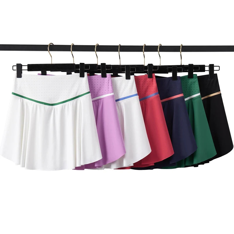 Women's High Waist Tennis Skirt - 2-in-1 Quick Dry Athletic Skort