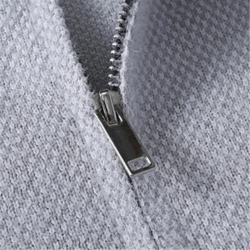 Men's Half-Zip Mock Neck Sweater - Casual Warm Knit Pullover for Autumn Winter