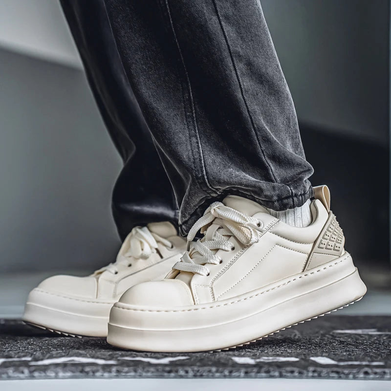 Men's Casual Leather Skateboard Vulcanized Tennis Sports Shoes Sneakers