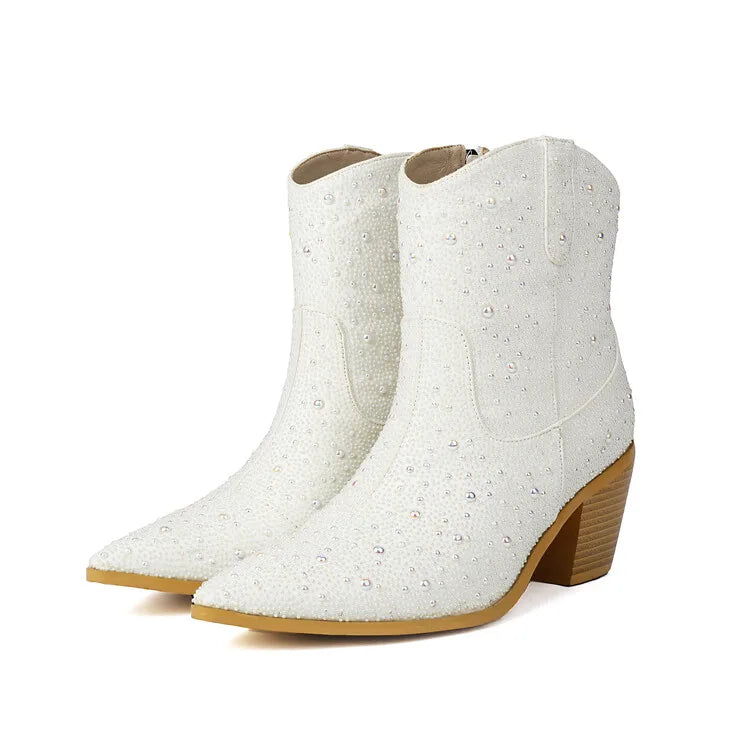 Pearl Pointed Toe Ankle Boots