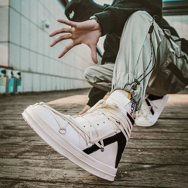 Men's Casual High-top Sports Strap Design Sneakers