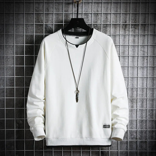 Men's Casual Long Sleeve Round-Neck Patchwork Sweatshirt