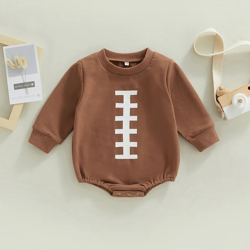 0-24M Infant Baby Children Jumpsuit Rugby Print Long Sleeve Snap Closure Romper Babygrow