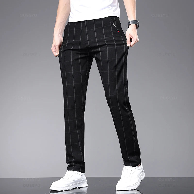 Men's Plaid Stretch Trousers