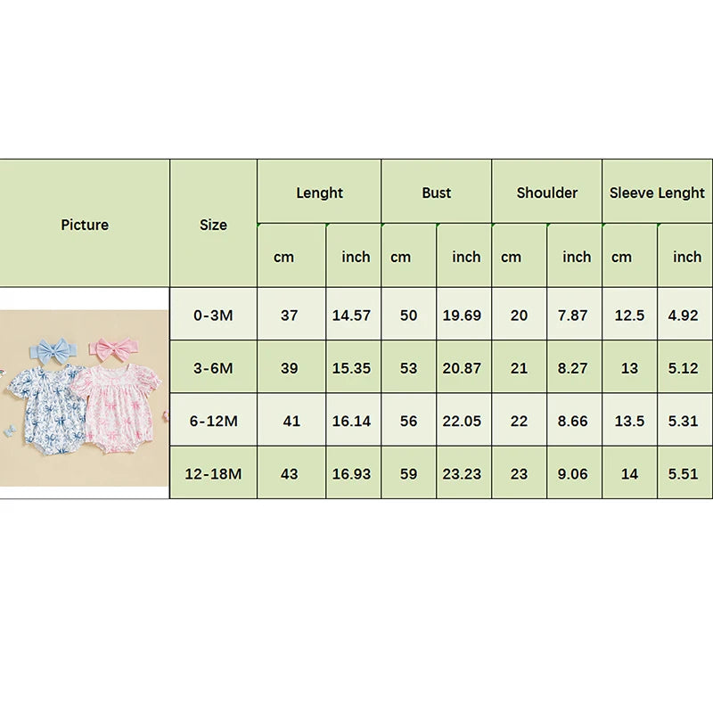 Baby Girls Bow Print Romper with Headband Set (0-18M)