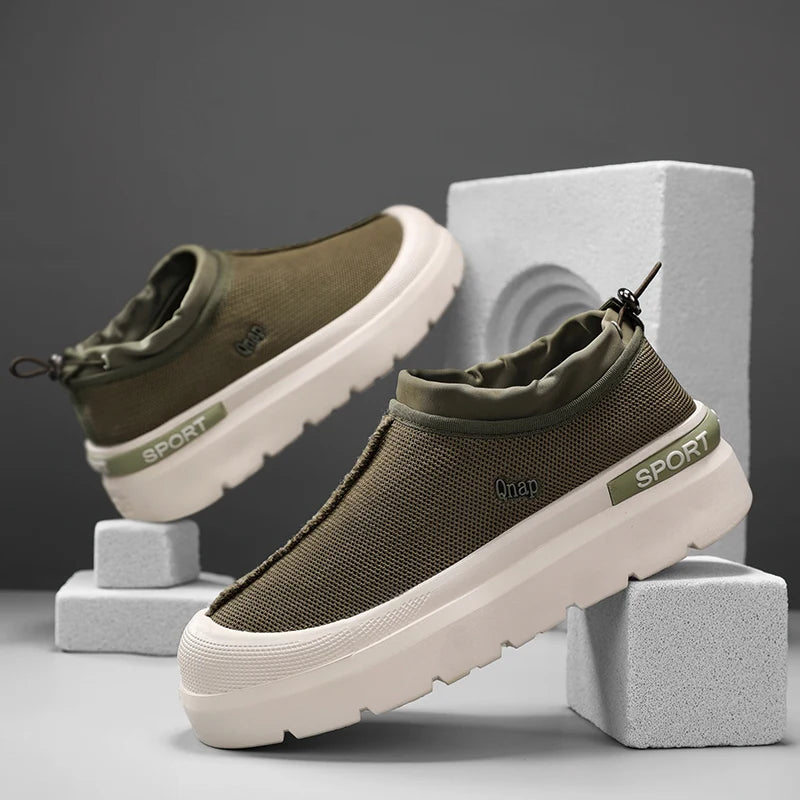Men's Platform Vulcanized Slip-On Sneakers - Comfortable Running Tennis Shoes