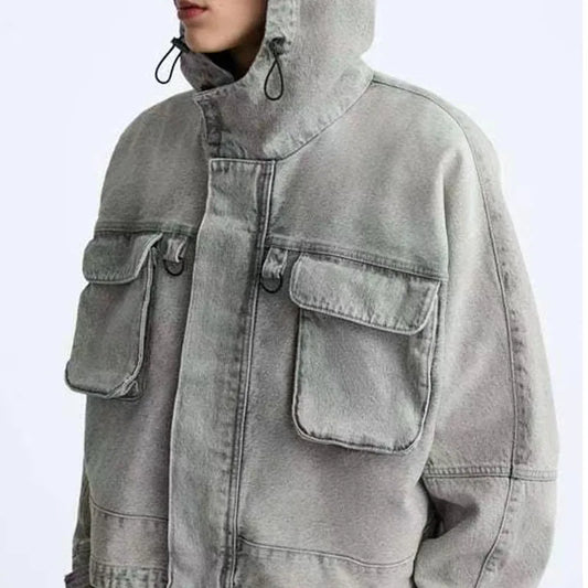 Men's Spring and Autumn Washed Retro Denim Jacket