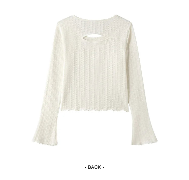 Hollow Out Base Layer Top - Slim Fit Lettuce Trim Undershirt