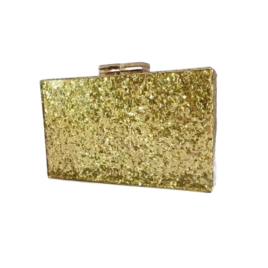 Gold & Silver Sequins Acrylic Evening Bag - One Shoulder Wedding Banquet Clutch