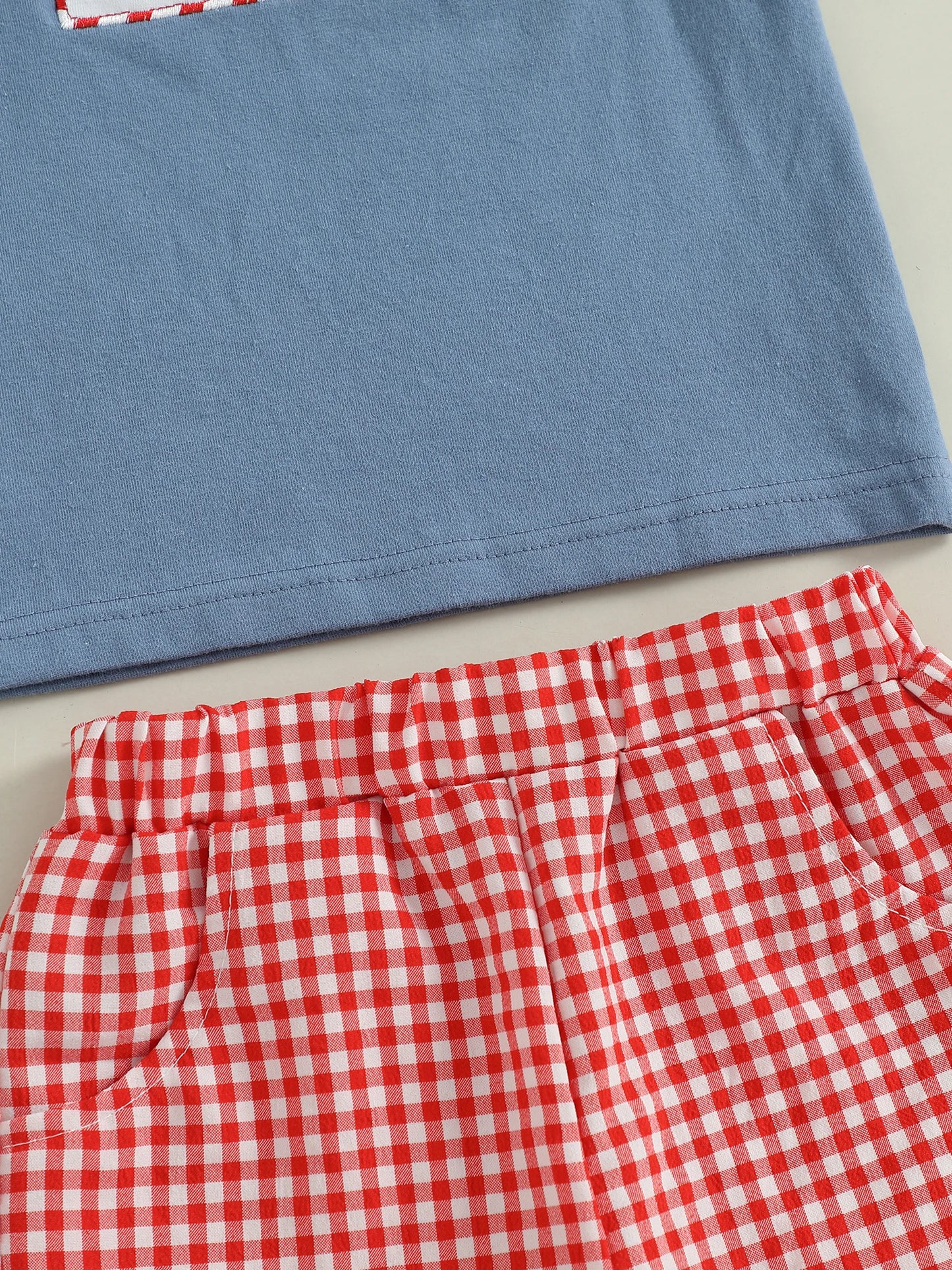 0-4Y Toddler Kids Boys Summer Clothes Sets Car Embroidery Short Sleeve Round Neck T-Shirts Plaid Elastic Waist Shorts