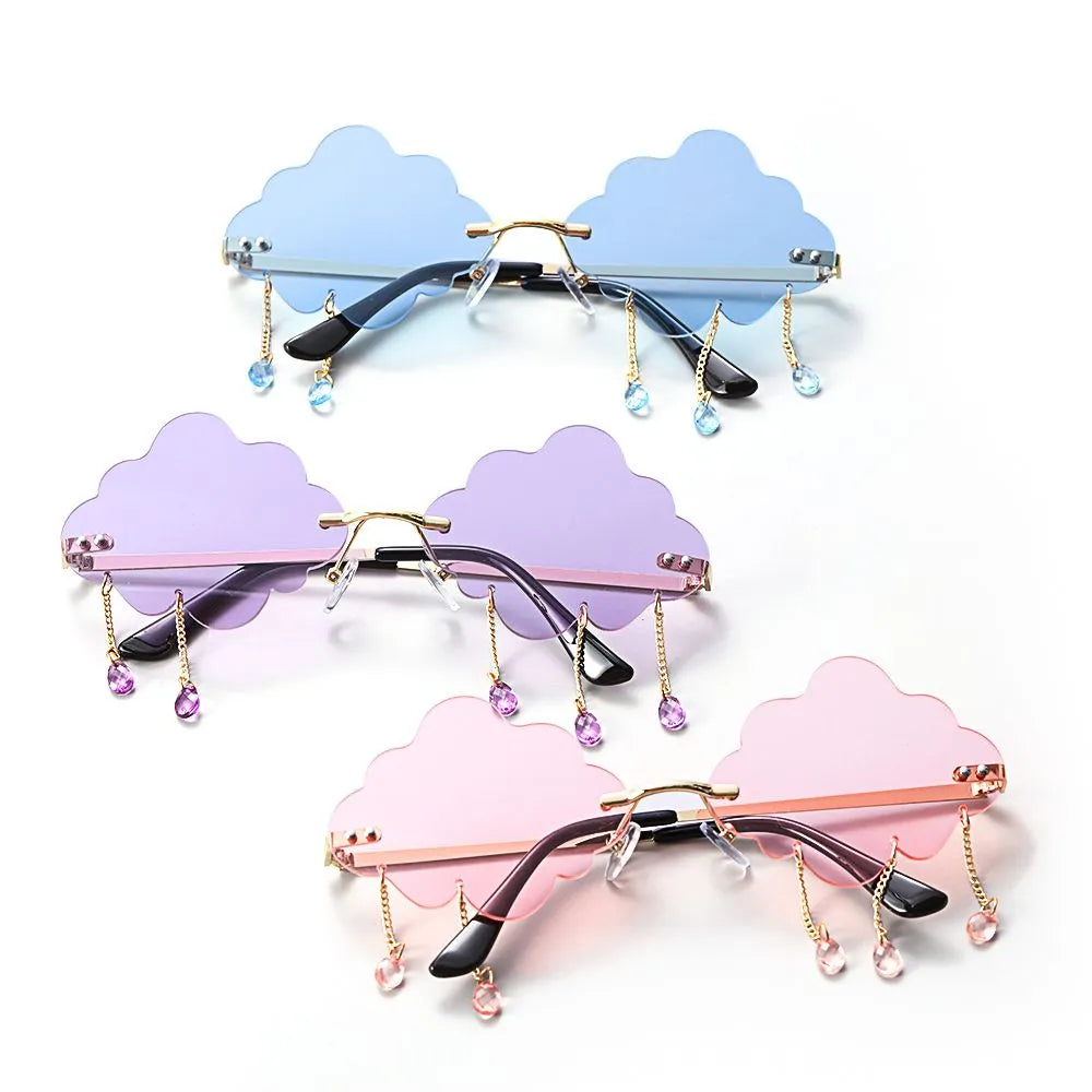 Unisex Cloud Shaped Tassel Sunglasses