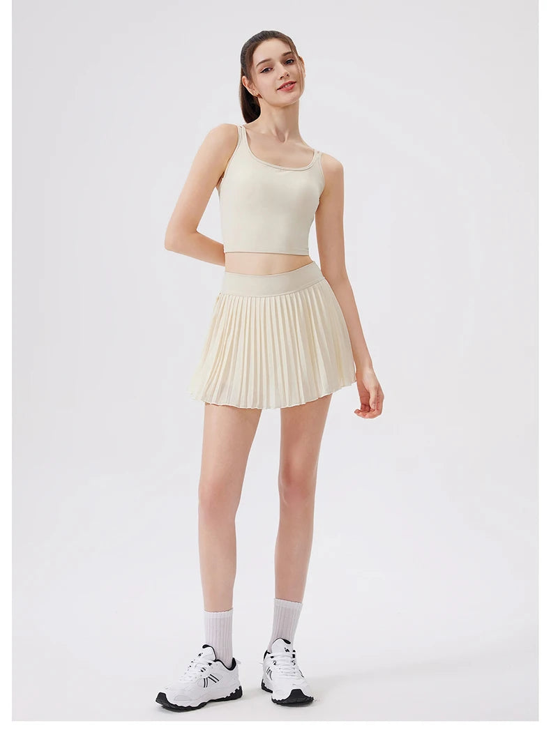 Women's Two-Piece Fitness Yoga Set - Summer Tennis Shorts & Top