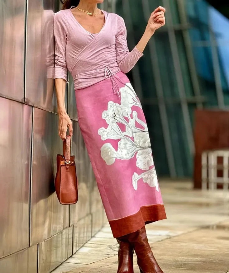 Women Floral Slim Patchwork Printed Skirt