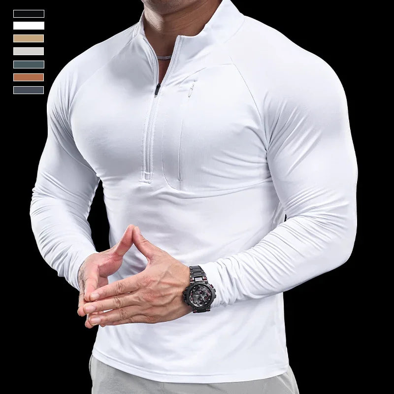 Men's Gym Fitness Quick Dry  Running Sport Long Sleeves Trackwear  Bodybuilding Training Top