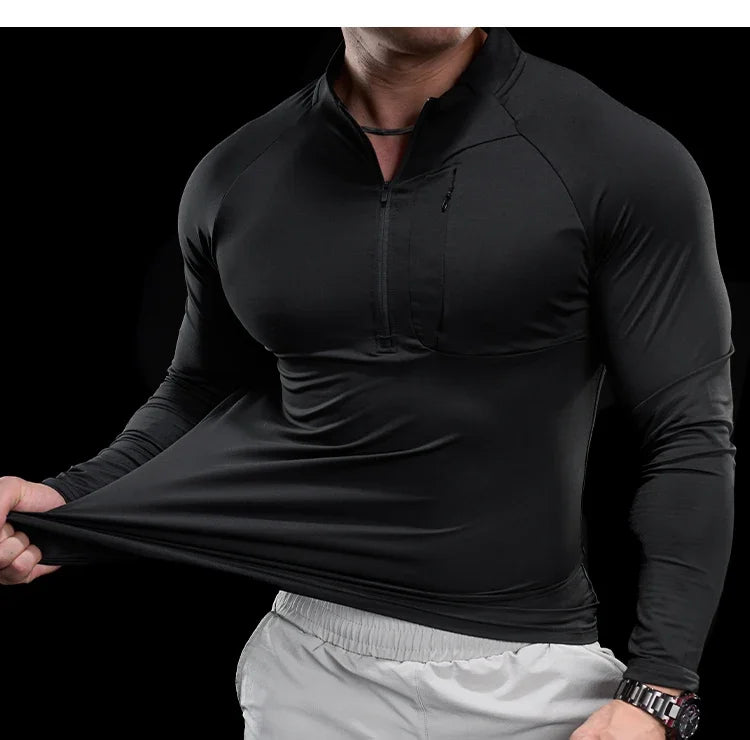 Men's Gym Fitness Quick Dry  Running Sport Long Sleeves Trackwear  Bodybuilding Training Top