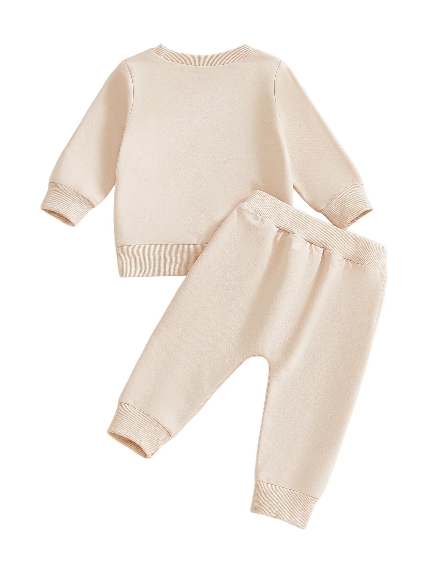 Toddler Baby Girls Outfit Set - Bow Letter Embroidered Sweatshirt & Pants 0-3Y