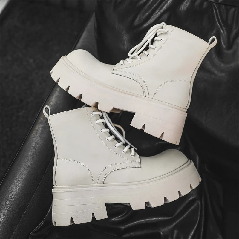 Men’s Platform Lace Up Plush Chunky High Top Ankle Boots