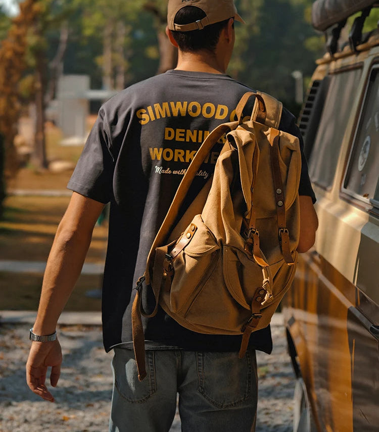 Men's Premium Cotton Vintage Letter Print T-Shirt - Washed Finish Plus Size