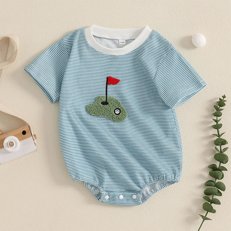 Baby Golf Romper - Striped Short Sleeve Bodysuit for Boys & Girls (0-18M)