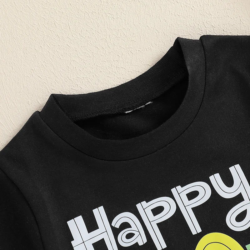 4-6Y Kids Boys Girls Summer Casual Letter Print Short Sleeve Round Neck School T-Shirt