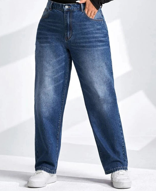 Women's Plus Size Tapered Full Length Harem High Denim Jeans