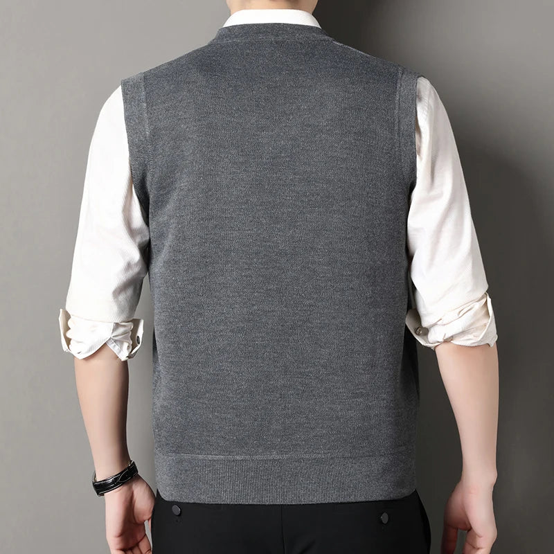 Autumn Winter Argyle Plaid Knit Vest - Fleece Sleeveless Waistcoat
