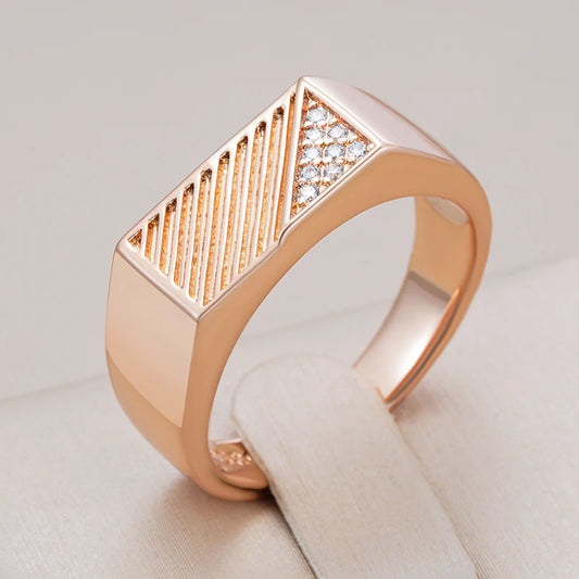 Unisex Square 585 Rose Gold Colour Natural Zircon Ring