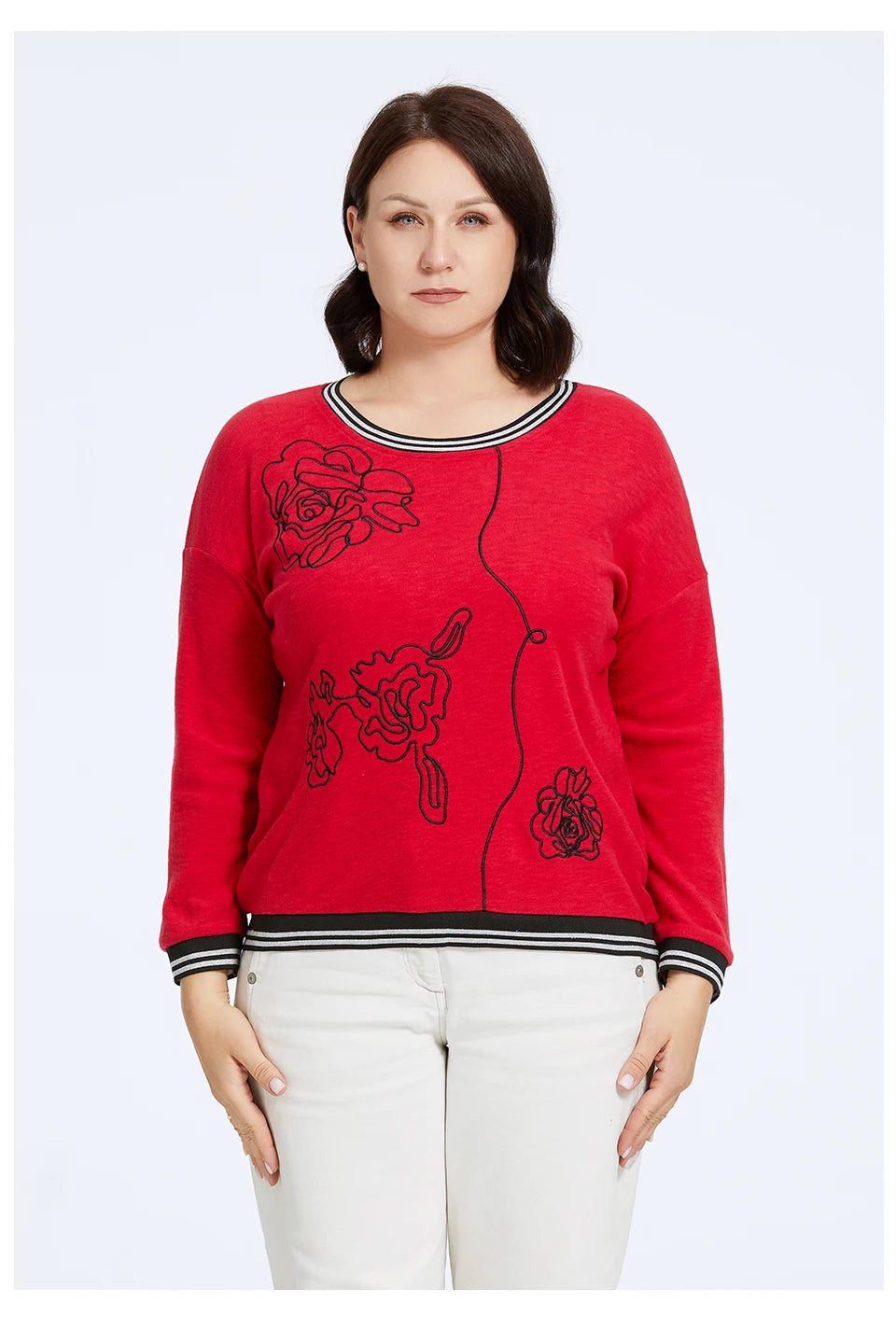 Women's Oversized Flower Embroidery Knitted Jumper