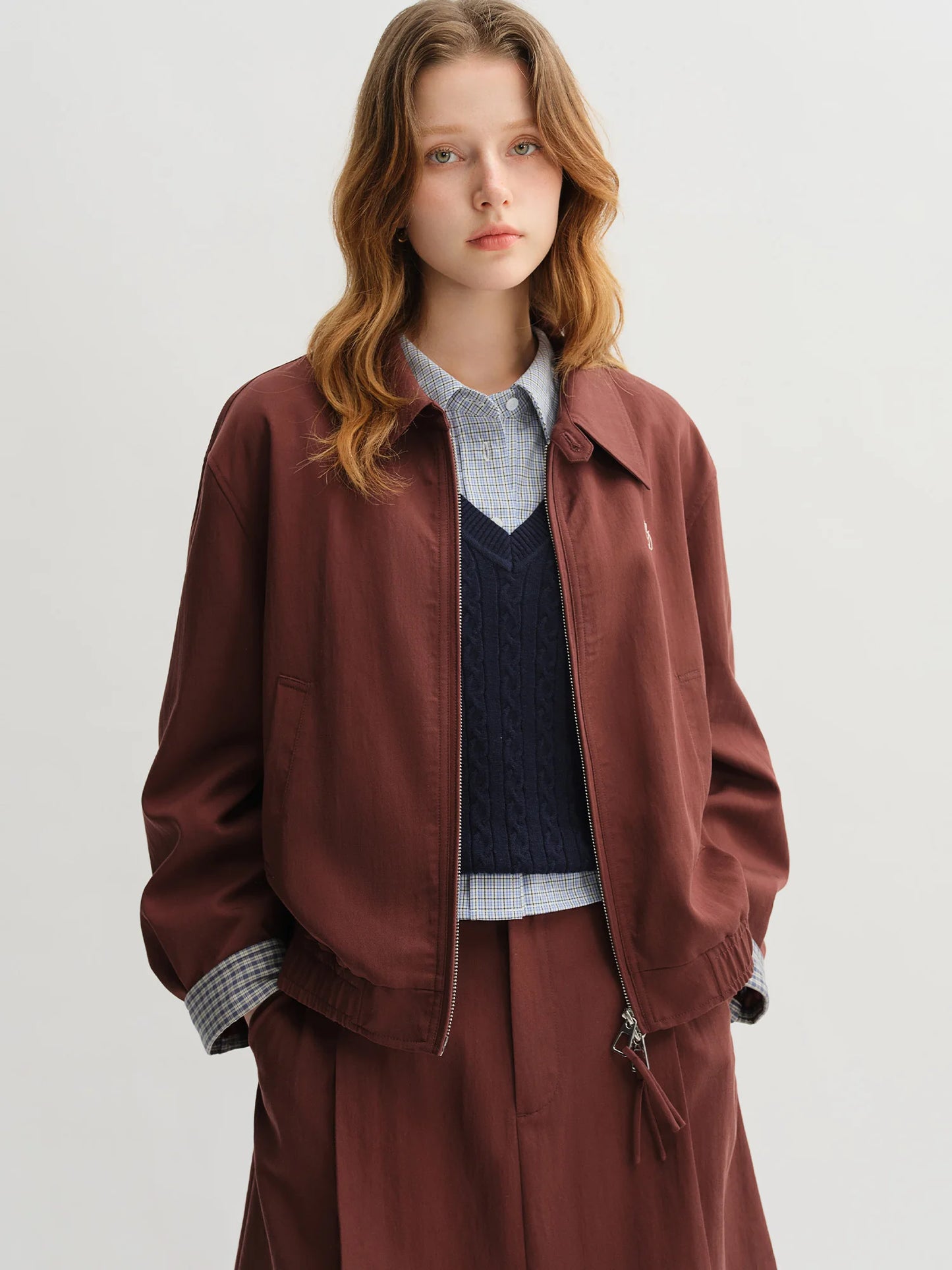 Women's Plus-Size Plaid Patchwork Jacket & Skirt Set - Chic Autumn Fashion Set