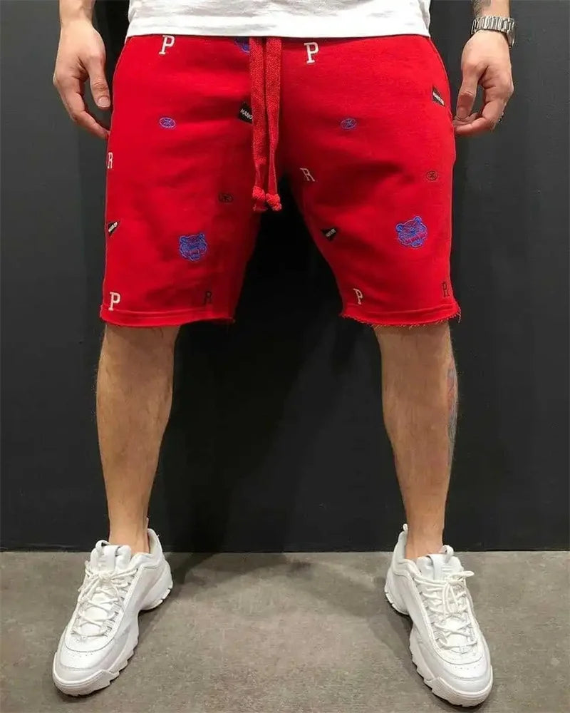 Men's Relaxed Fit Breeches Bermuda Embroidery Shorts