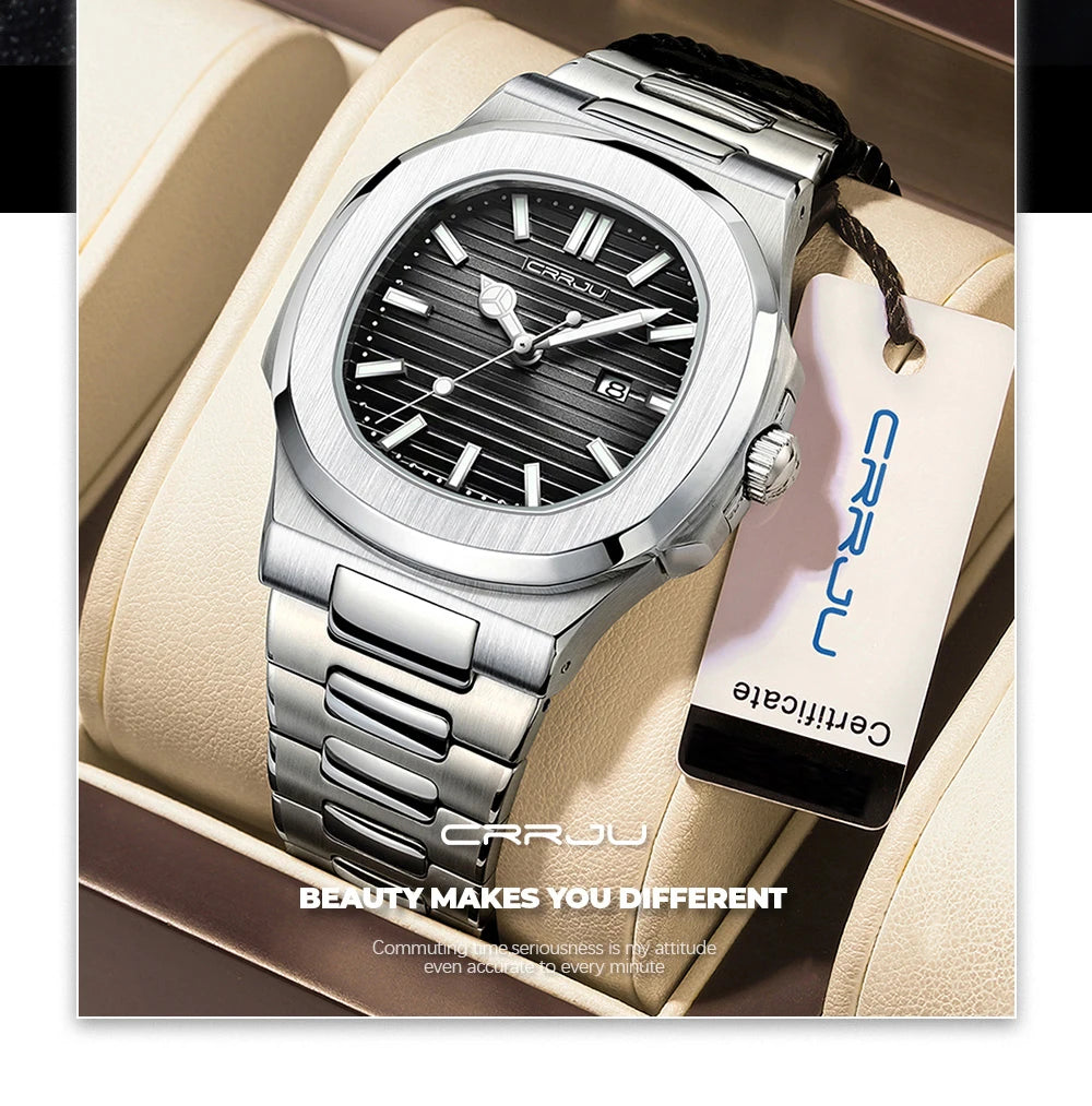 Men's Sports Watch - Square Dial Waterproof with Luminous Date Display